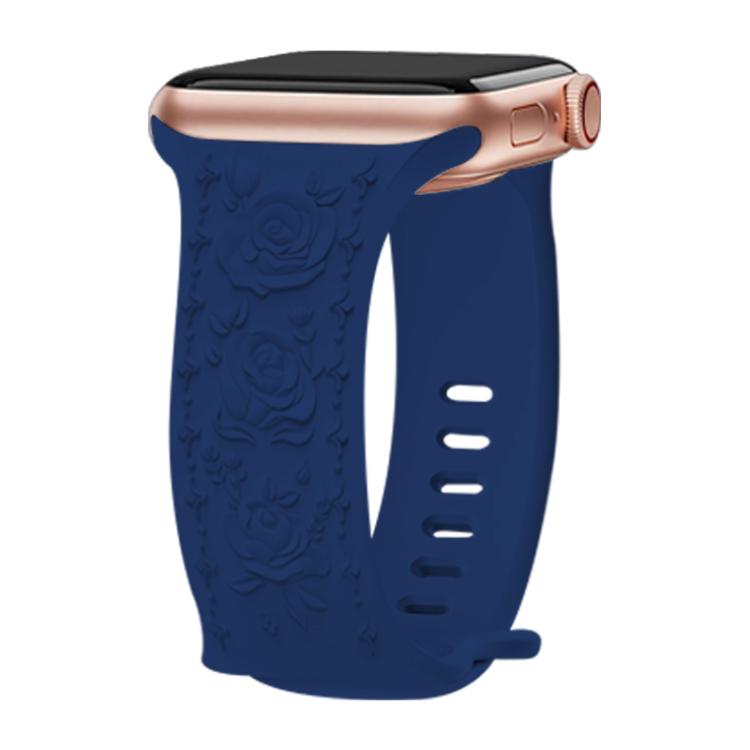 For Apple Watch 46mm / 49mm / 45mm / 44mm Kalebol 8-shaped Buckle Rose Embossed Silicone Watch Band