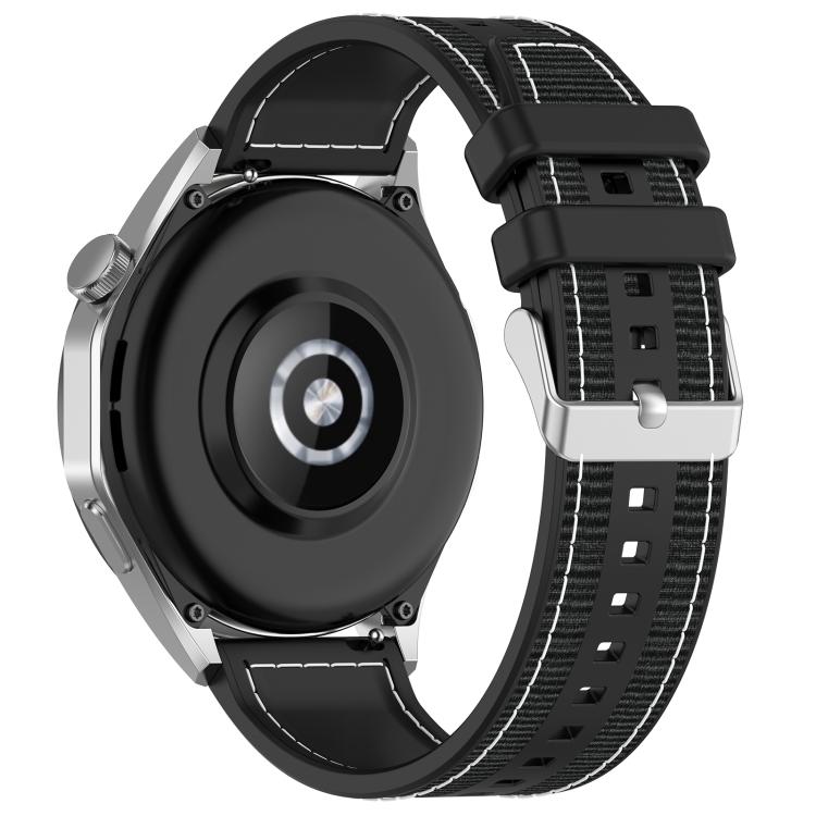 22mm Kalebol Ordinary Silver Buckle Hybrid Nylon Braid Silicone Watch Band