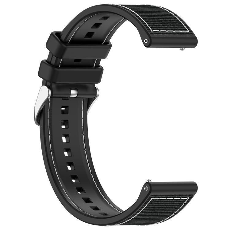 22mm Kalebol Ordinary Silver Buckle Hybrid Nylon Braid Silicone Watch Band