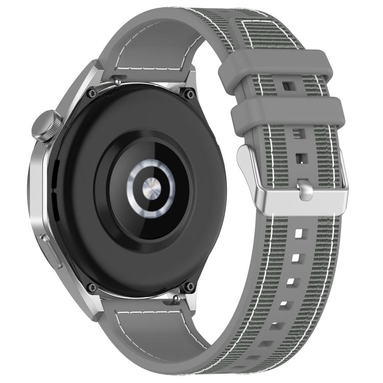 22mm Kalebol Ordinary Silver Buckle Hybrid Nylon Braid Silicone Watch Band