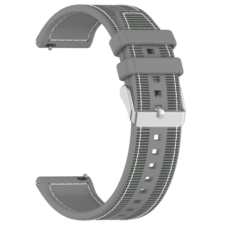 22mm Kalebol Ordinary Silver Buckle Hybrid Nylon Braid Silicone Watch Band