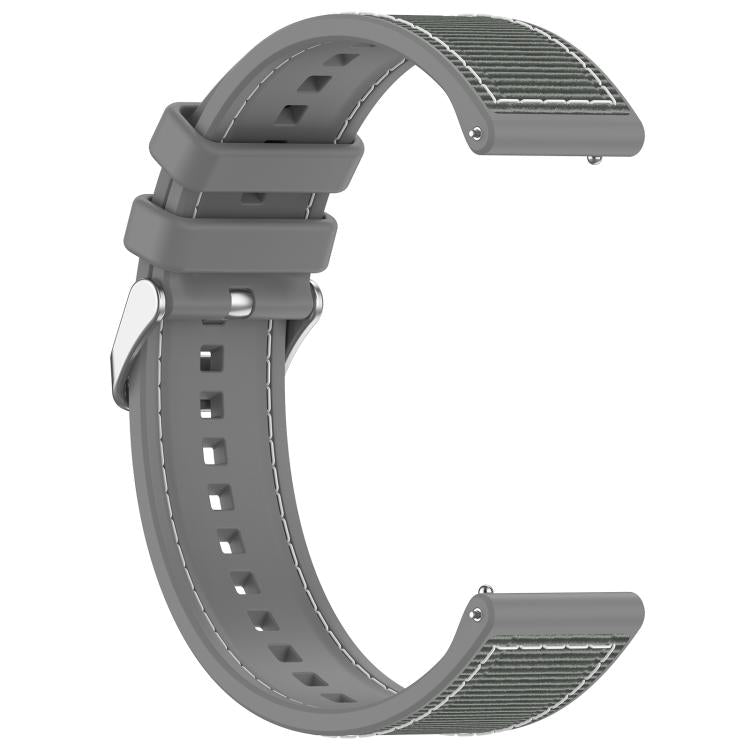 22mm Kalebol Ordinary Silver Buckle Hybrid Nylon Braid Silicone Watch Band