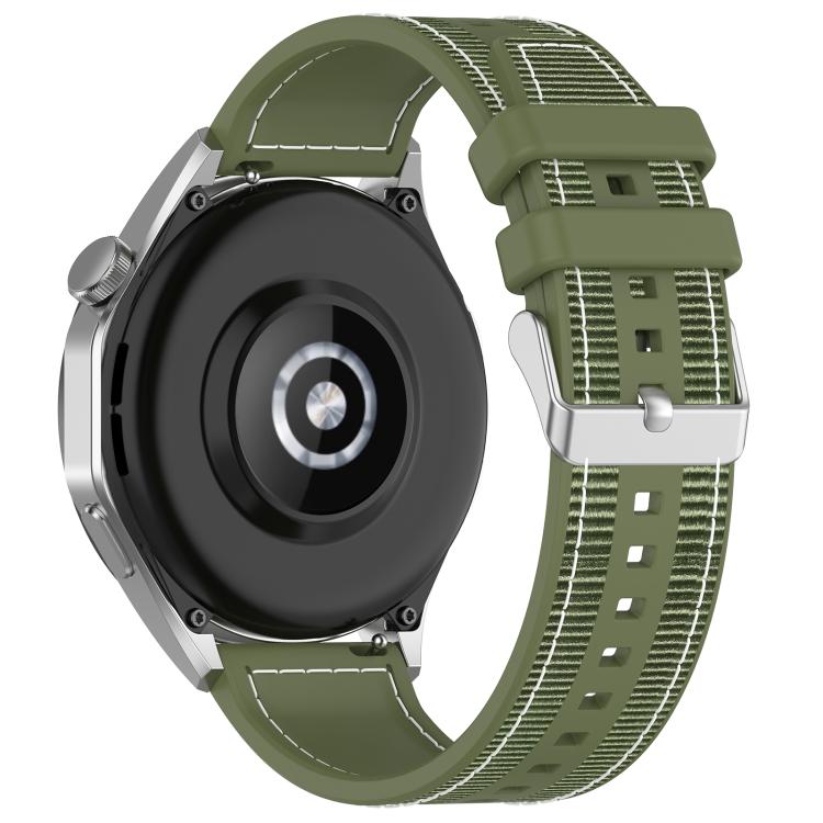 22mm Kalebol Ordinary Silver Buckle Hybrid Nylon Braid Silicone Watch Band