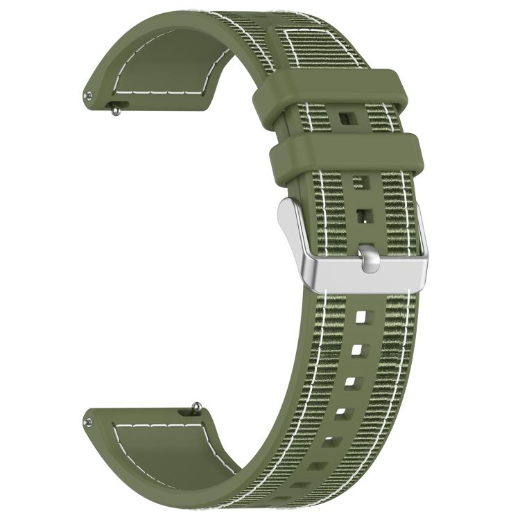 22mm Kalebol Ordinary Silver Buckle Hybrid Nylon Braid Silicone Watch Band