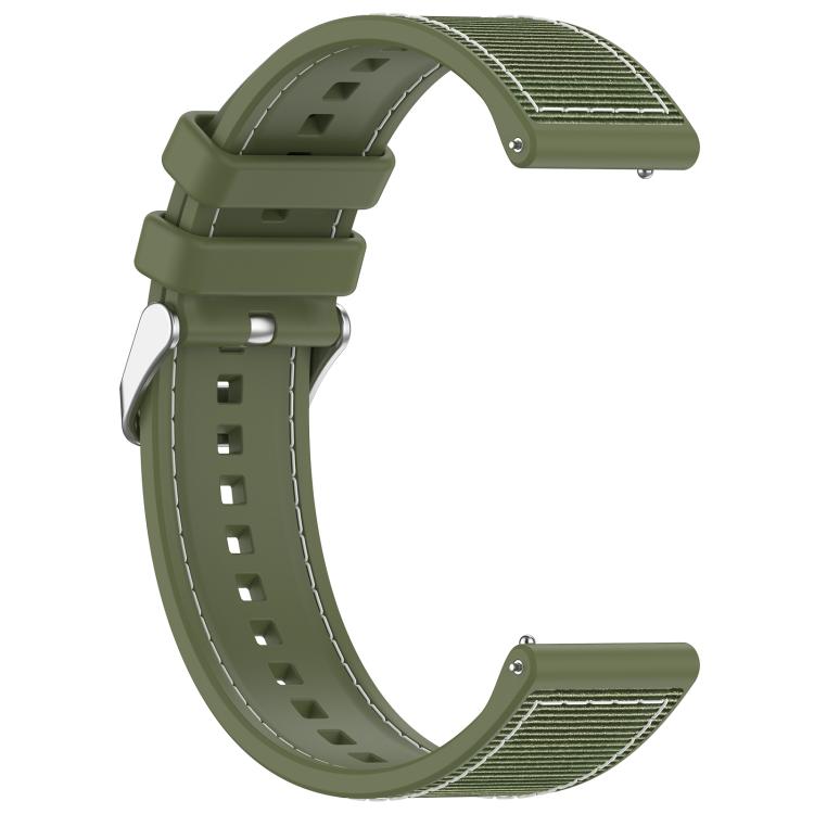 22mm Kalebol Ordinary Silver Buckle Hybrid Nylon Braid Silicone Watch Band