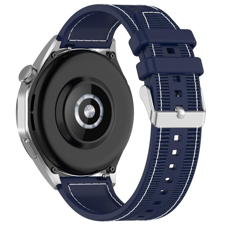22mm Kalebol Ordinary Silver Buckle Hybrid Nylon Braid Silicone Watch Band