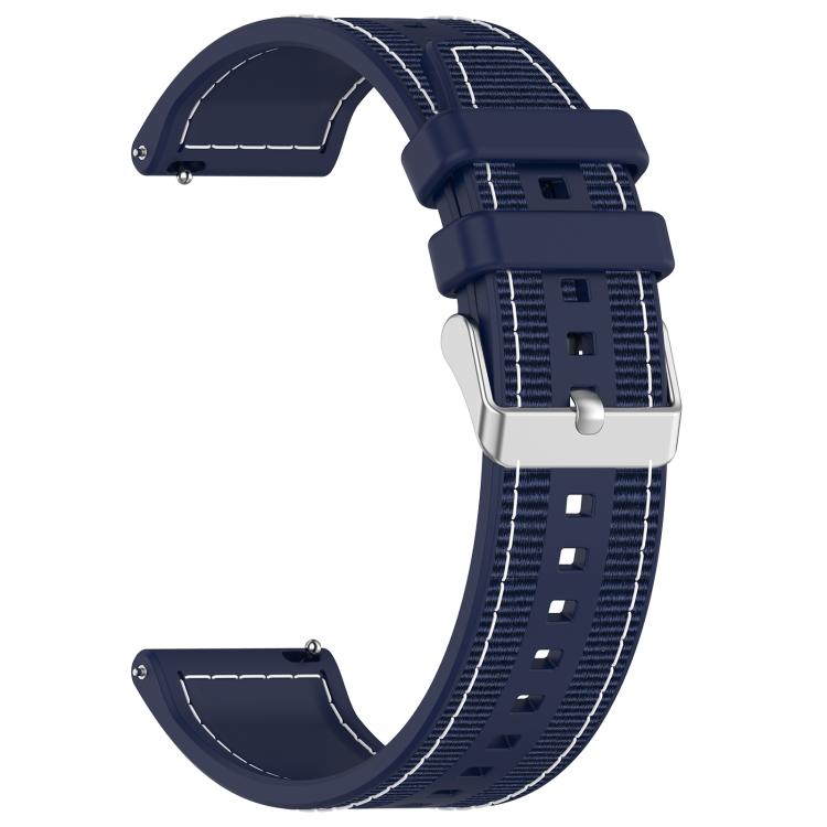 22mm Kalebol Ordinary Silver Buckle Hybrid Nylon Braid Silicone Watch Band