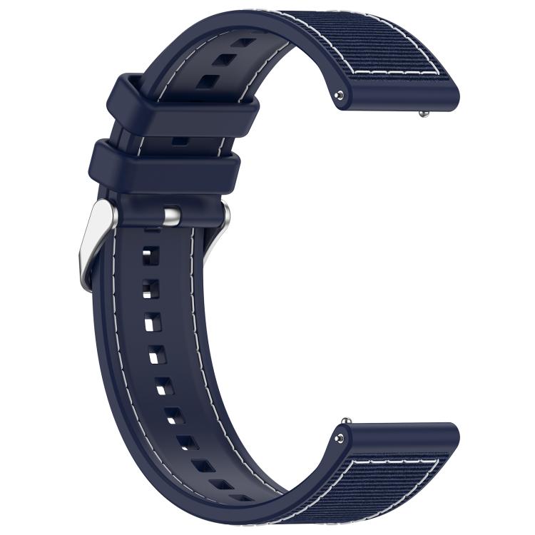 22mm Kalebol Ordinary Silver Buckle Hybrid Nylon Braid Silicone Watch Band