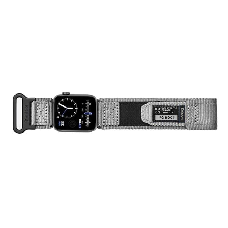 For Apple Watch 46mm / 49mm / 45mm / 44mm Kalebol Canvas Nylon Hook and Loop Watch Band