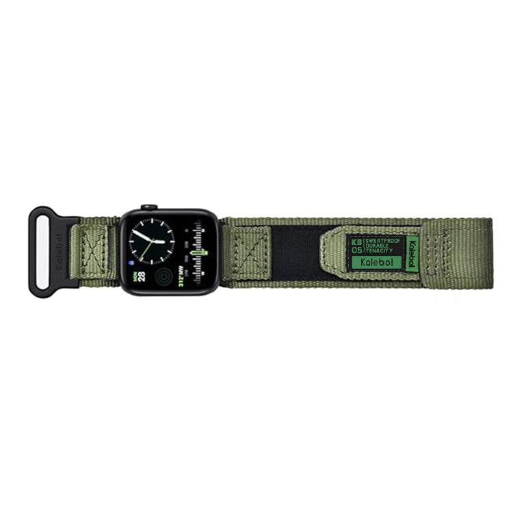 For Apple Watch 46mm / 49mm / 45mm / 44mm Kalebol Canvas Nylon Hook and Loop Watch Band