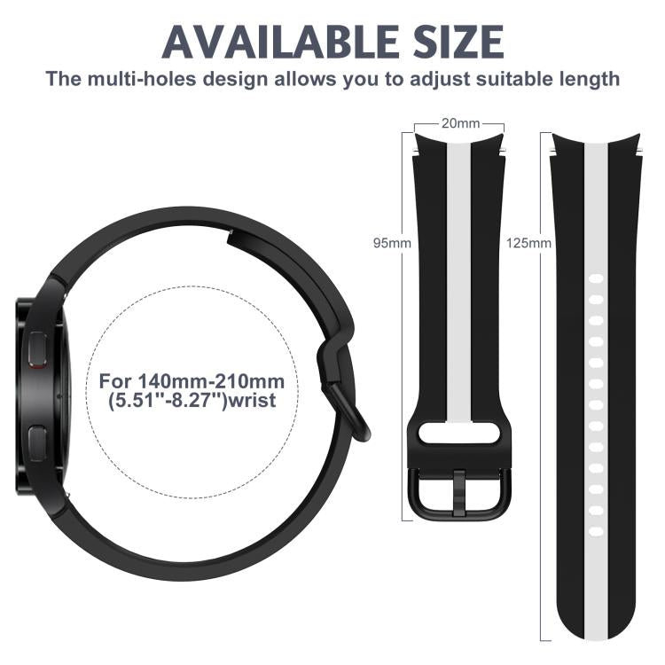 For Samsung Galaxy Watch7 / 6 / 5 Kalebol Three Vertical Stripes Same Color Buckle Silicone Strap