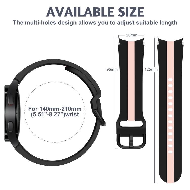 For Samsung Galaxy Watch7 / 6 / 5 Kalebol Three Vertical Stripes Same Color Buckle Silicone Strap