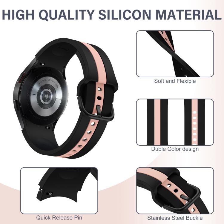 For Samsung Galaxy Watch7 / 6 / 5 Kalebol Three Vertical Stripes Same Color Buckle Silicone Strap