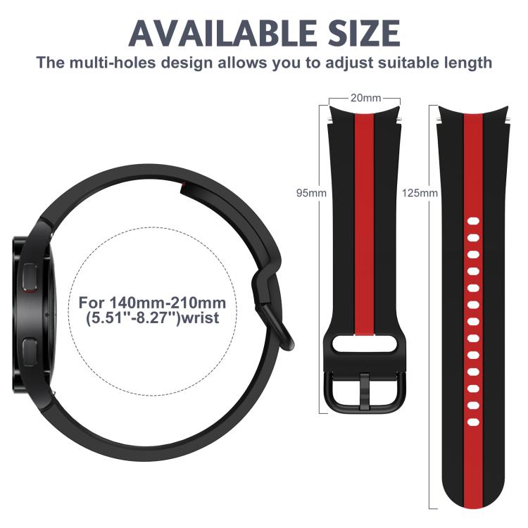 For Samsung Galaxy Watch7 / 6 / 5 Kalebol Three Vertical Stripes Same Color Buckle Silicone Strap