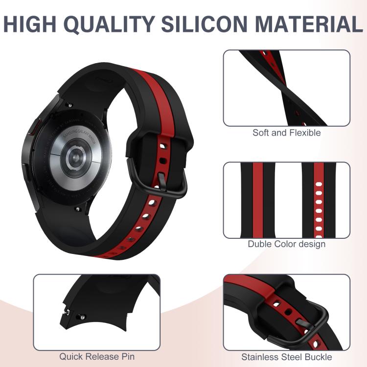 For Samsung Galaxy Watch7 / 6 / 5 Kalebol Three Vertical Stripes Same Color Buckle Silicone Strap