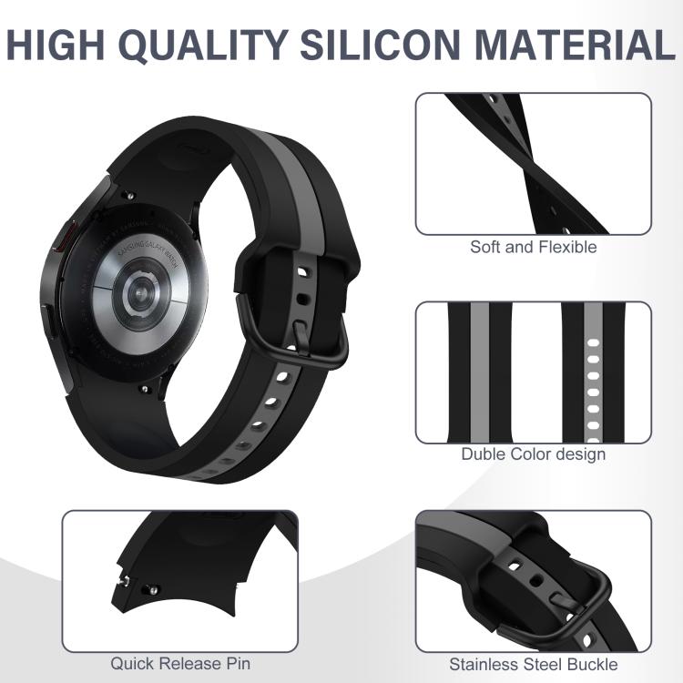 For Samsung Galaxy Watch7 / 6 / 5 Kalebol Three Vertical Stripes Same Color Buckle Silicone Strap