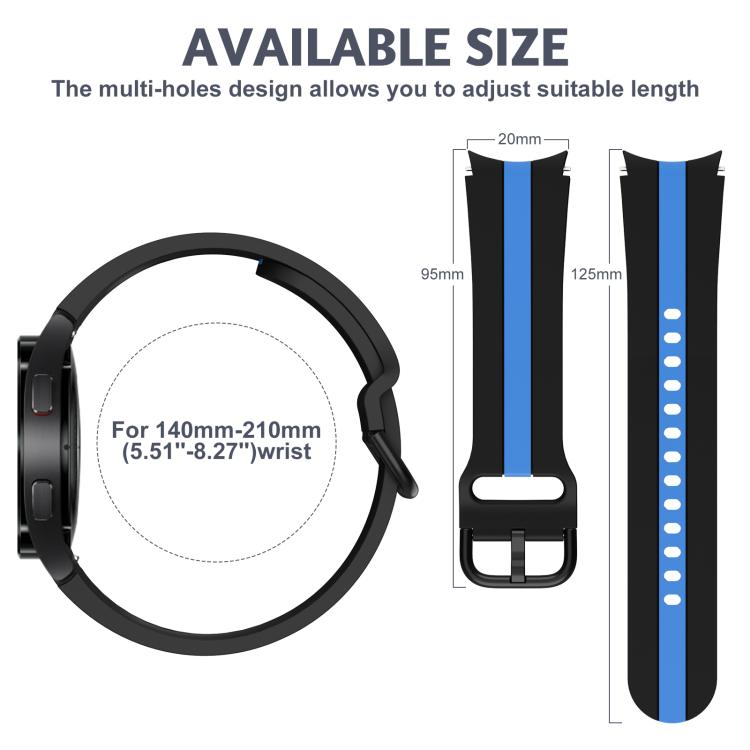 For Samsung Galaxy Watch7 / 6 / 5 Kalebol Three Vertical Stripes Same Color Buckle Silicone Strap