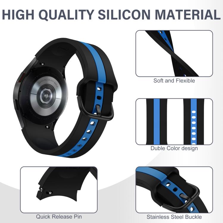 For Samsung Galaxy Watch7 / 6 / 5 Kalebol Three Vertical Stripes Same Color Buckle Silicone Strap