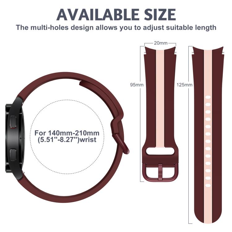 For Samsung Galaxy Watch7 / 6 / 5 Kalebol Three Vertical Stripes Same Color Buckle Silicone Strap