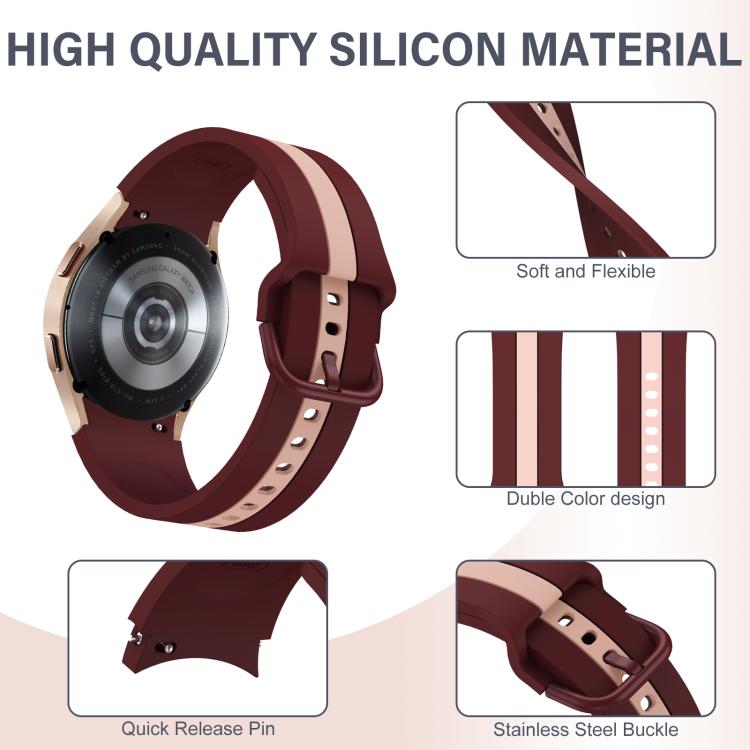 For Samsung Galaxy Watch7 / 6 / 5 Kalebol Three Vertical Stripes Same Color Buckle Silicone Strap