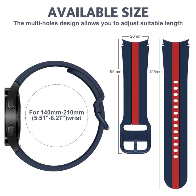 For Samsung Galaxy Watch7 / 6 / 5 Kalebol Three Vertical Stripes Same Color Buckle Silicone Strap