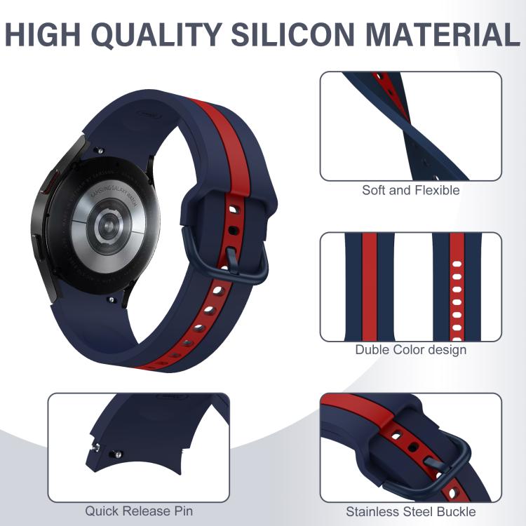 For Samsung Galaxy Watch7 / 6 / 5 Kalebol Three Vertical Stripes Same Color Buckle Silicone Strap