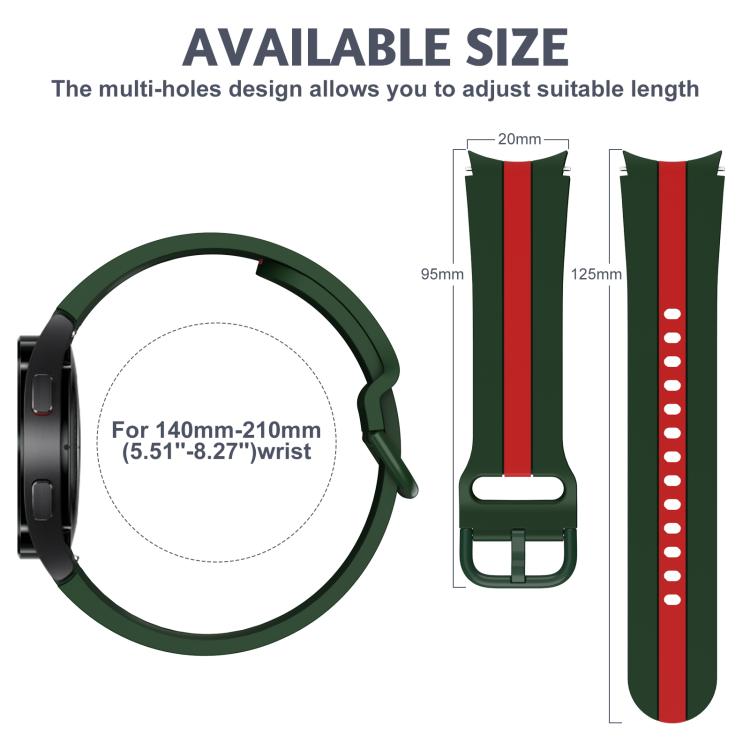For Samsung Galaxy Watch7 / 6 / 5 Kalebol Three Vertical Stripes Same Color Buckle Silicone Strap