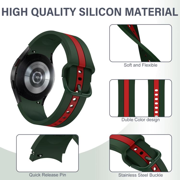 For Samsung Galaxy Watch7 / 6 / 5 Kalebol Three Vertical Stripes Same Color Buckle Silicone Strap