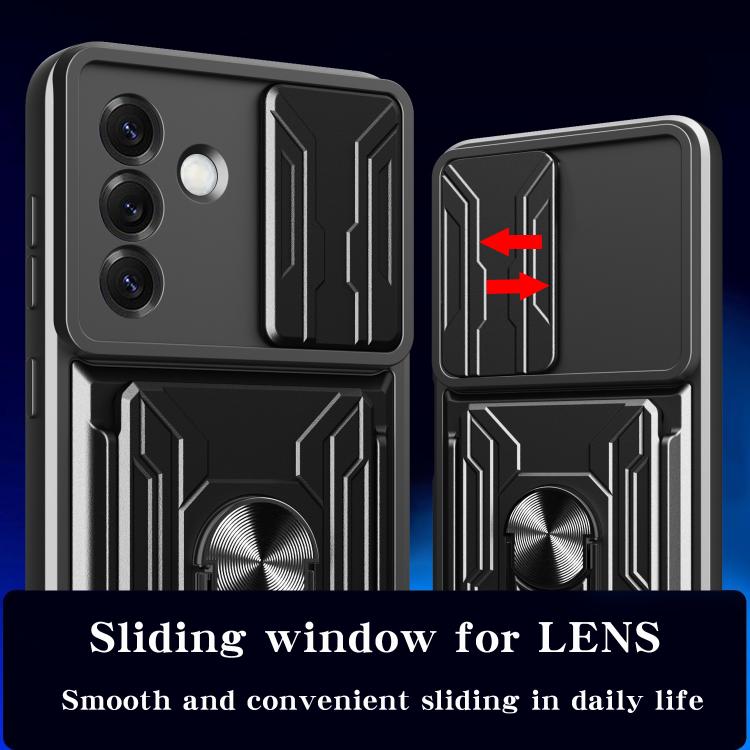For Samsung Galaxy S25 5G Sliding Camshield TPU+PC Phone Case with Card Slot