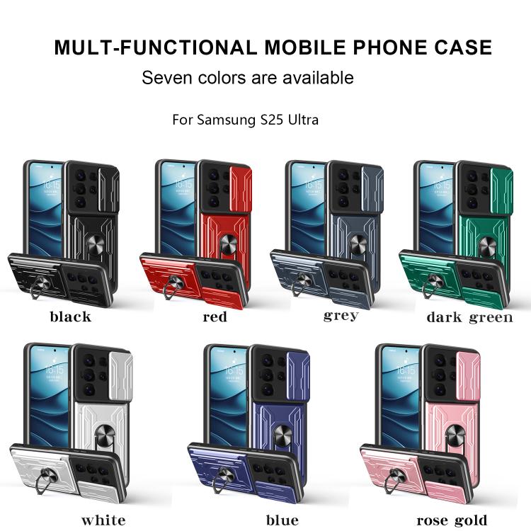For Samsung Galaxy S25 Ultra 5G Sliding Camshield TPU+PC Phone Case with Card Slot