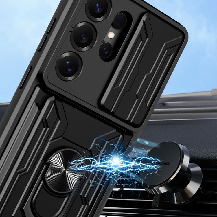 For Samsung Galaxy S26 Ultra 5G Sliding Camshield TPU+PC Phone Case with Card Slot