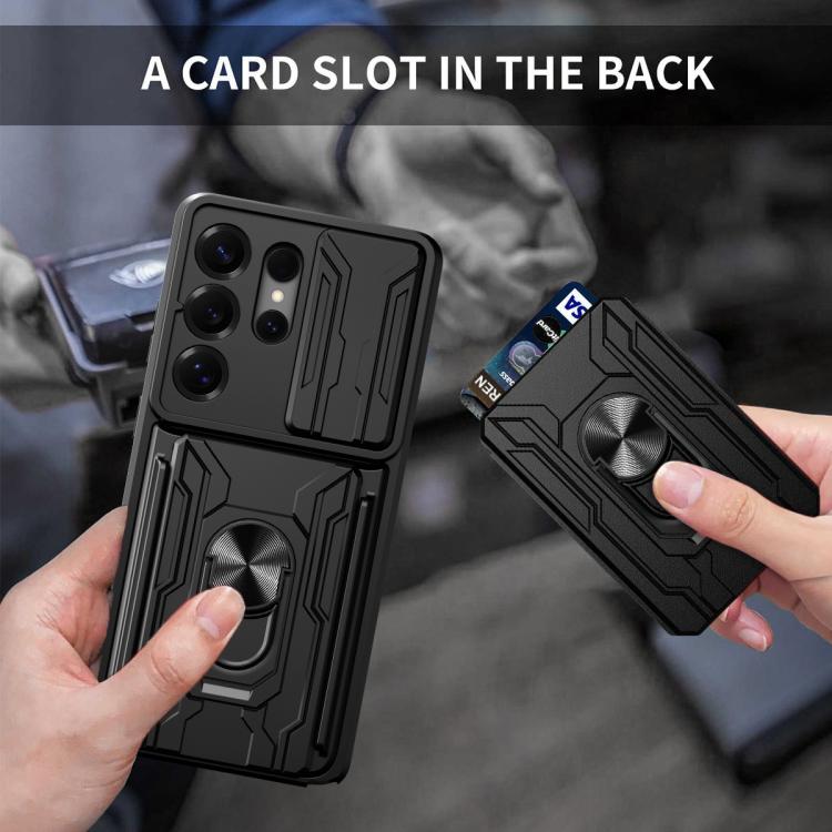 For Samsung Galaxy S26 Ultra 5G Sliding Camshield TPU+PC Phone Case with Card Slot