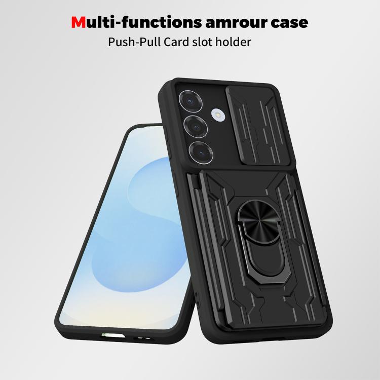 For Samsung Galaxy S26+ 5G Sliding Camshield TPU+PC Phone Case with Card Slot