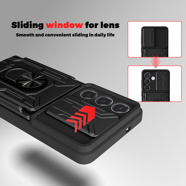 For Samsung Galaxy S26+ 5G Sliding Camshield TPU+PC Phone Case with Card Slot