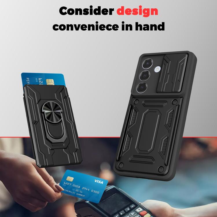 For Samsung Galaxy S26+ 5G Sliding Camshield TPU+PC Phone Case with Card Slot