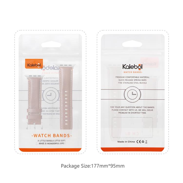 For Apple Watch 46mm / 49mm / 45mm / 44mm Kalebol Stitched Genuine Leather Watch Band