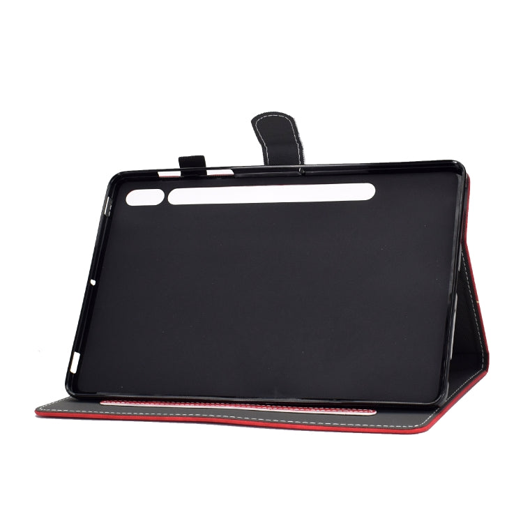 For Samsung Galaxy Tab S8 / Galaxy Tab S7 T870 Cowhide Texture Horizontal Flip Leather Case with Holder & Card Slots & Sleep / Wake-up Function