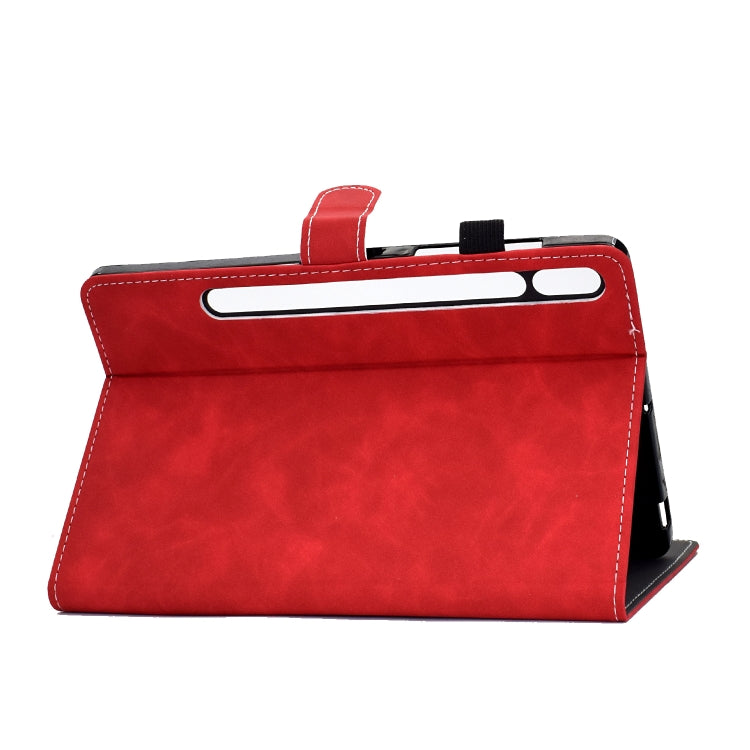 For Samsung Galaxy Tab S8 / Galaxy Tab S7 T870 Cowhide Texture Horizontal Flip Leather Case with Holder & Card Slots & Sleep / Wake-up Function