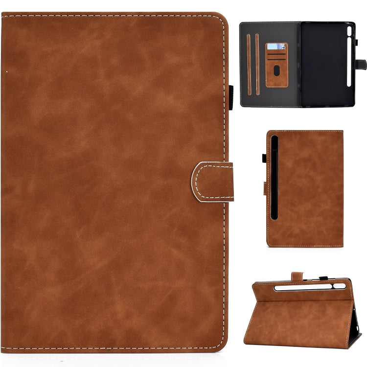 For Samsung Galaxy Tab S8 / Galaxy Tab S7 T870 Cowhide Texture Horizontal Flip Leather Case with Holder & Card Slots & Sleep / Wake-up Function