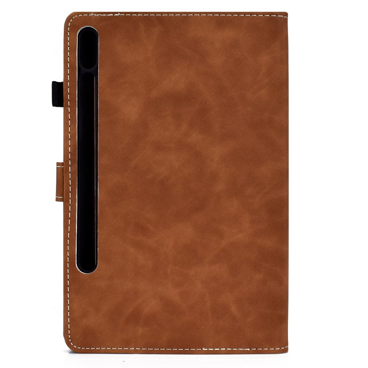 For Samsung Galaxy Tab S8 / Galaxy Tab S7 T870 Cowhide Texture Horizontal Flip Leather Case with Holder & Card Slots & Sleep / Wake-up Function