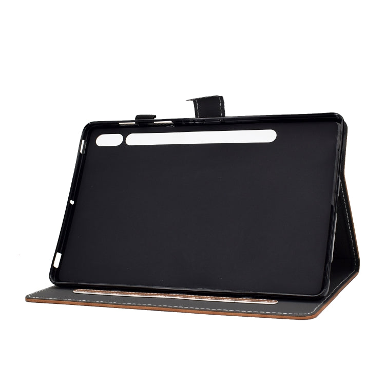 For Samsung Galaxy Tab S8 / Galaxy Tab S7 T870 Cowhide Texture Horizontal Flip Leather Case with Holder & Card Slots & Sleep / Wake-up Function