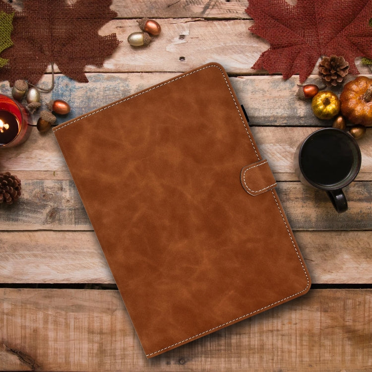 For Samsung Galaxy Tab S8 / Galaxy Tab S7 T870 Cowhide Texture Horizontal Flip Leather Case with Holder & Card Slots & Sleep / Wake-up Function