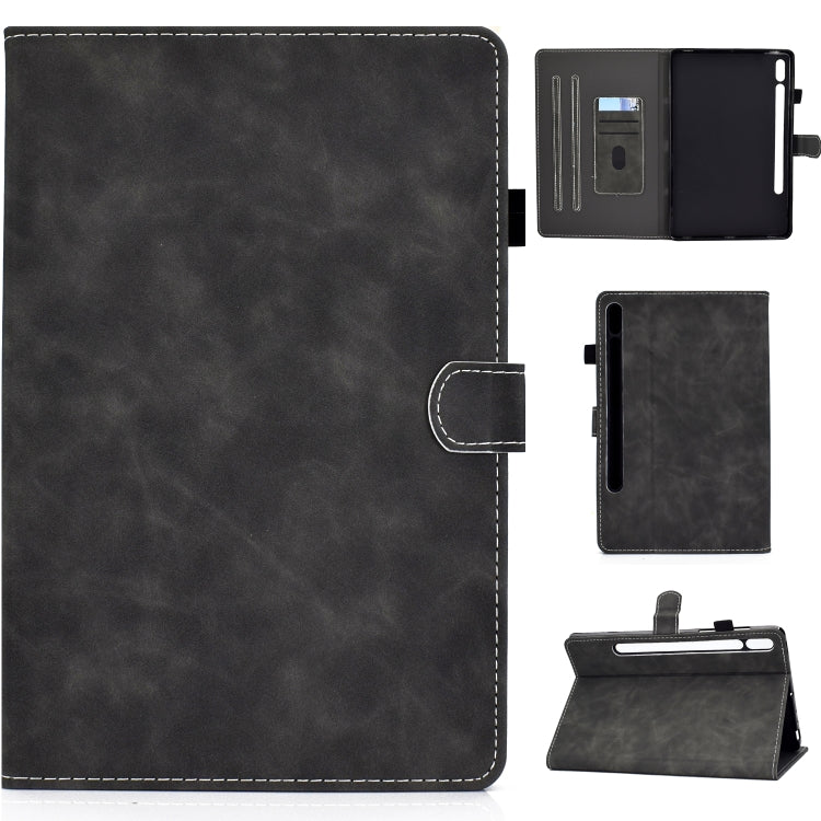 For Samsung Galaxy Tab S8 / Galaxy Tab S7 T870 Cowhide Texture Horizontal Flip Leather Case with Holder & Card Slots & Sleep / Wake-up Function