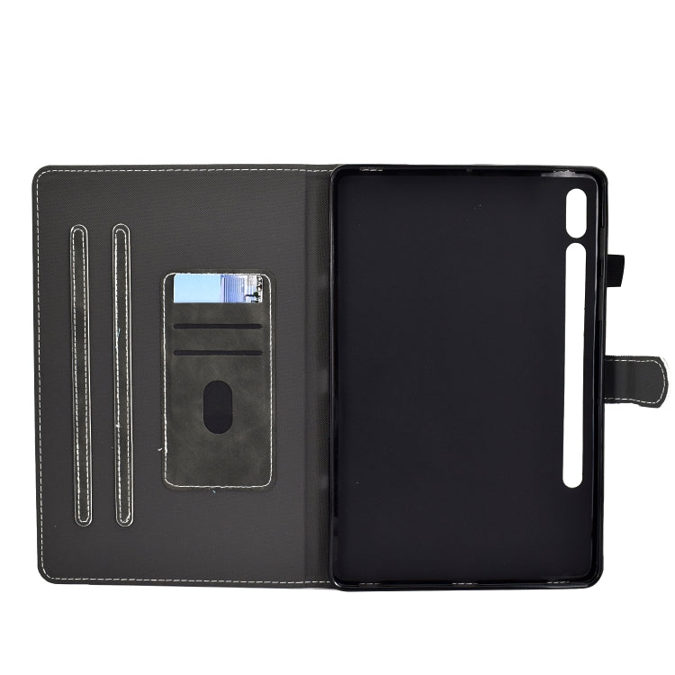 For Samsung Galaxy Tab S8 / Galaxy Tab S7 T870 Cowhide Texture Horizontal Flip Leather Case with Holder & Card Slots & Sleep / Wake-up Function