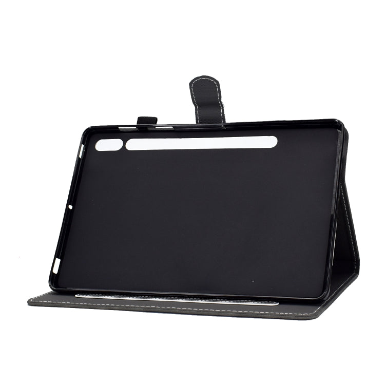 For Samsung Galaxy Tab S8 / Galaxy Tab S7 T870 Cowhide Texture Horizontal Flip Leather Case with Holder & Card Slots & Sleep / Wake-up Function