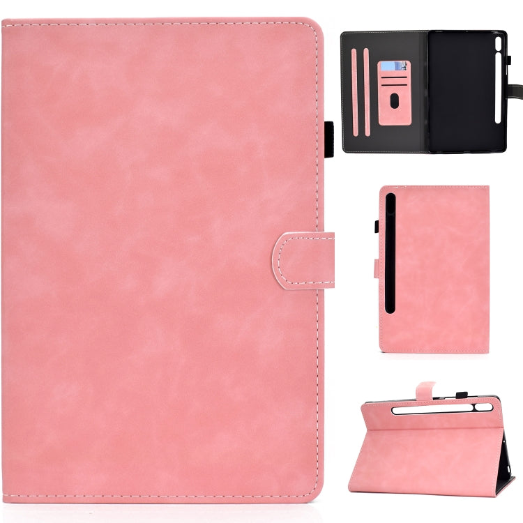 For Samsung Galaxy Tab S8 / Galaxy Tab S7 T870 Cowhide Texture Horizontal Flip Leather Case with Holder & Card Slots & Sleep / Wake-up Function