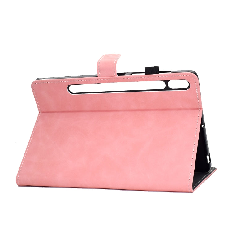 For Samsung Galaxy Tab S8 / Galaxy Tab S7 T870 Cowhide Texture Horizontal Flip Leather Case with Holder & Card Slots & Sleep / Wake-up Function