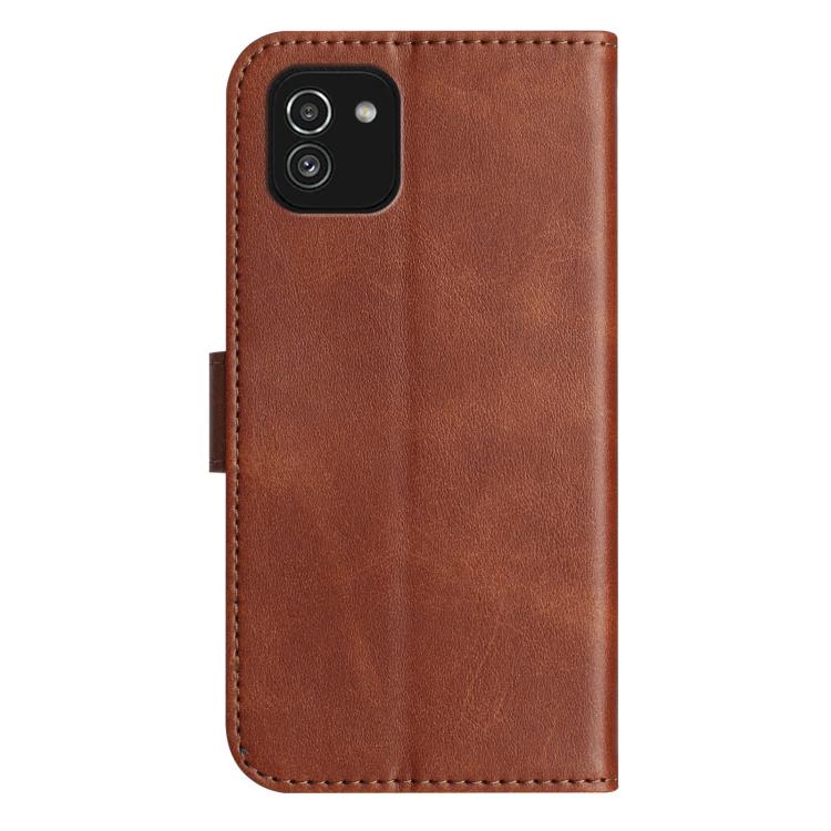 For Samsung Galaxy A03 Dual-Folded S-shape Leather Phone Case
