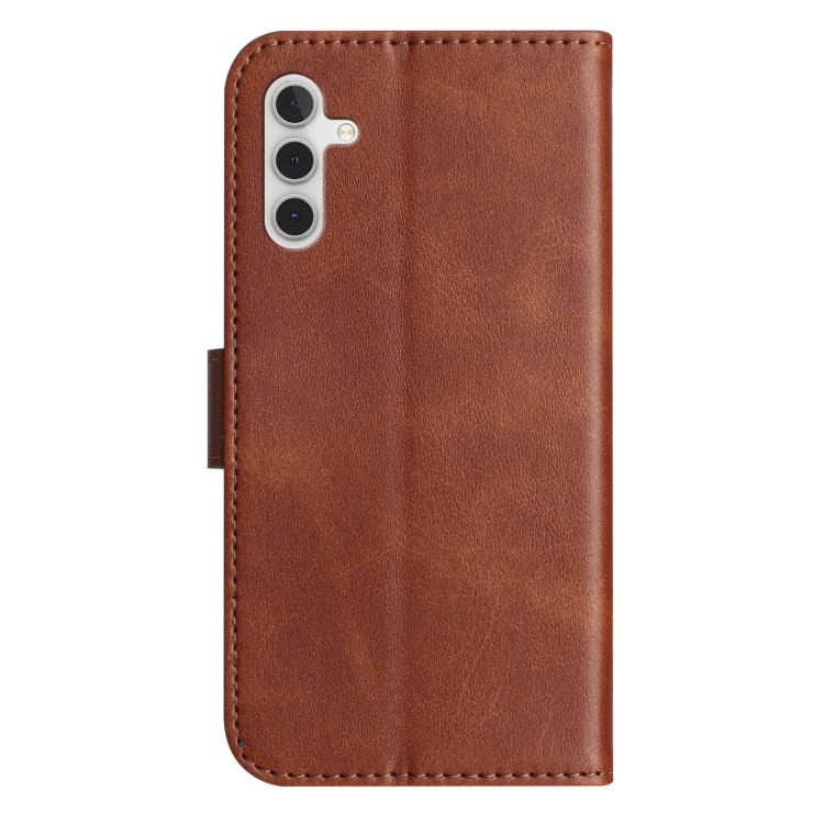 For Samsung Galaxy A14 5G Dual-Folded S-shape Leather Phone Case