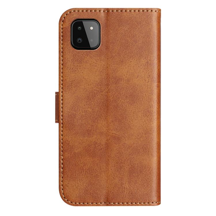 For Samsung Galaxy A22 5G Dual-Folded S-shape Leather Phone Case